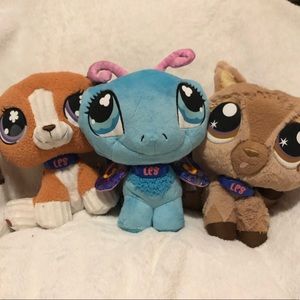 Littlest Pet Shop Plush set Butterfly, Beagle, and Puppy dog Bundle